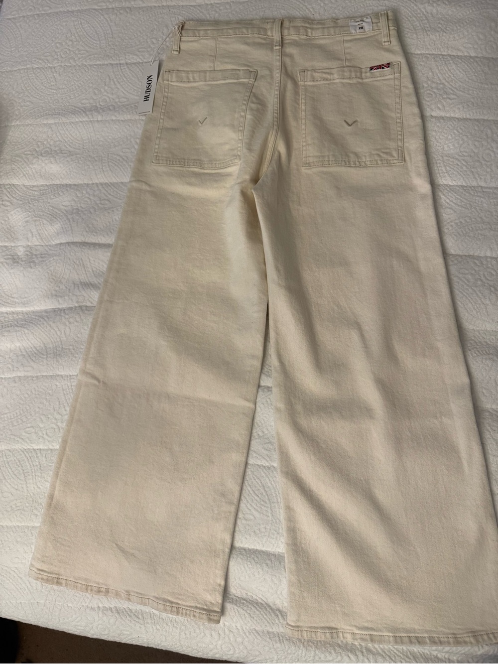 Hudson Jeans Cream Wide-Leg Flare Jeans